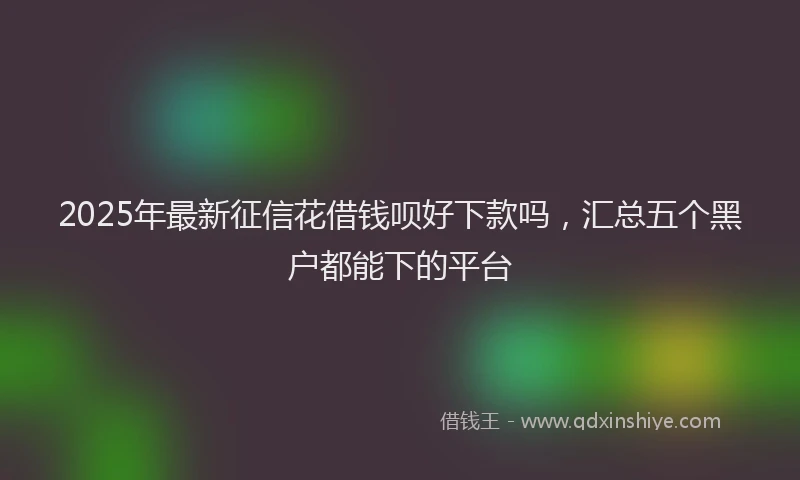 2025年最新征信花借钱呗好下款吗，汇总五个黑户都能下的平台