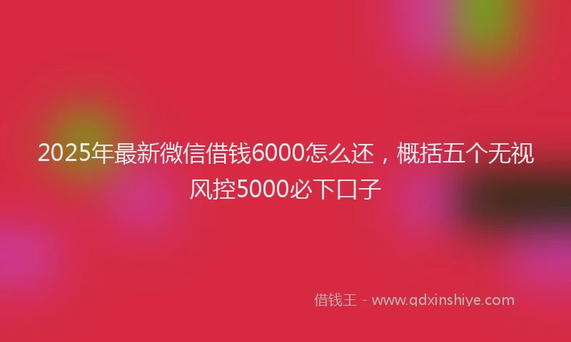2025年最新微信借钱6000怎么还，概括五个无视风控5000必下口子