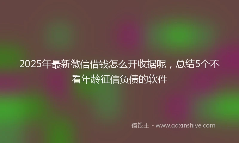 2025年最新微信借钱怎么开收据呢，总结5个不看年龄征信负债的软件