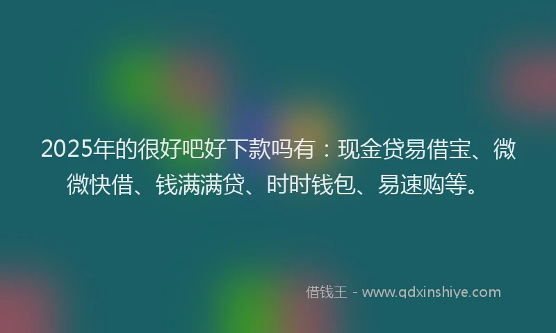 2025年的很好吧好下款吗有：现金贷易借宝、微微快借、钱满满贷、时时钱包、易速购等。
