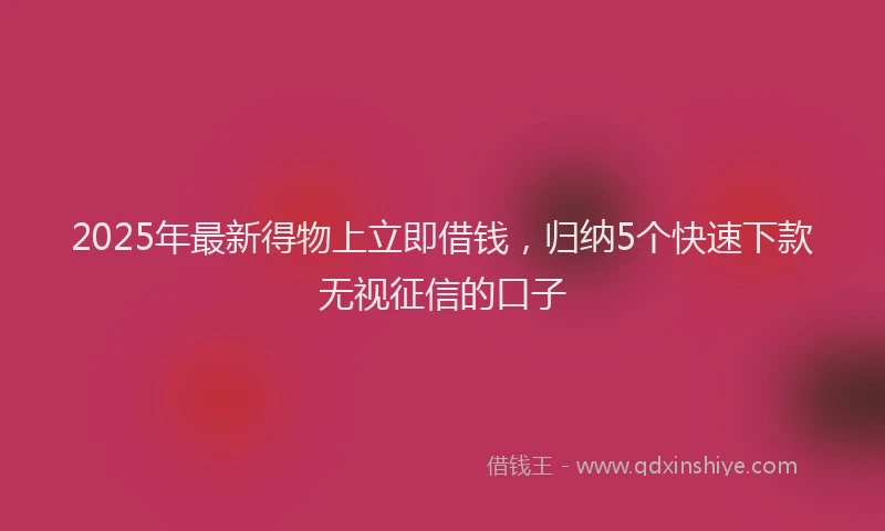 2025年最新得物上立即借钱，归纳5个快速下款无视征信的口子