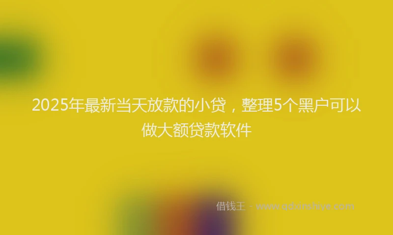 2025年最新当天放款的小贷，整理5个黑户可以做大额贷款软件