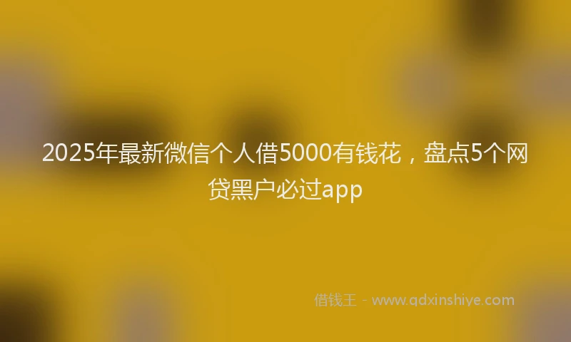 2025年最新微信个人借5000有钱花，盘点5个网贷黑户必过app
