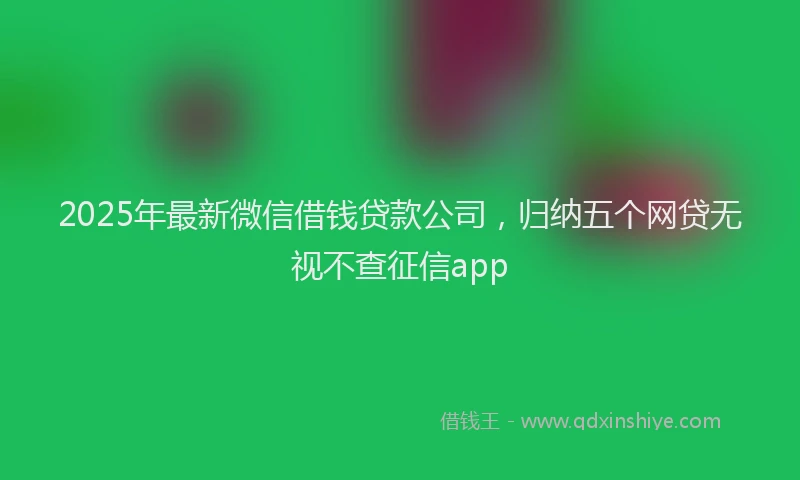 2025年最新微信借钱贷款公司，归纳五个网贷无视不查征信app