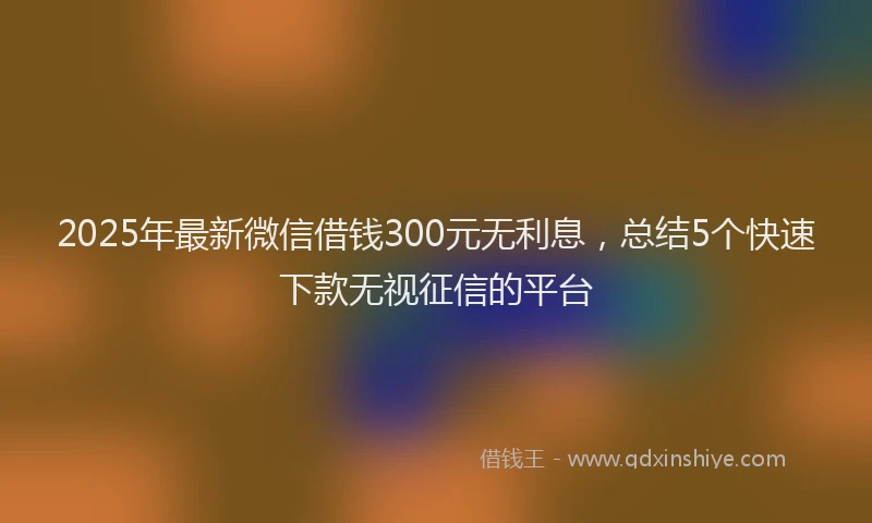 2025年最新微信借钱300元无利息，总结5个快速下款无视征信的平台