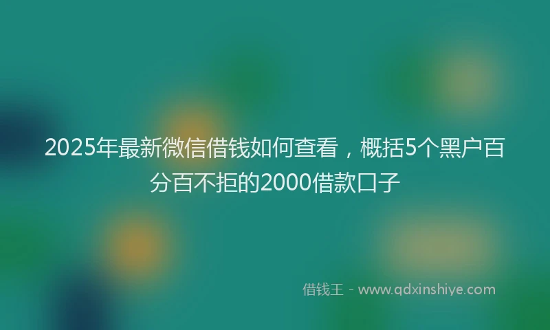 2025年最新微信借钱如何查看，概括5个黑户百分百不拒的2000借款口子