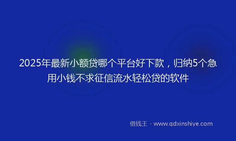 2025年最新小额贷哪个平台好下款，归纳5个急用小钱不求征信流水轻松贷的软件