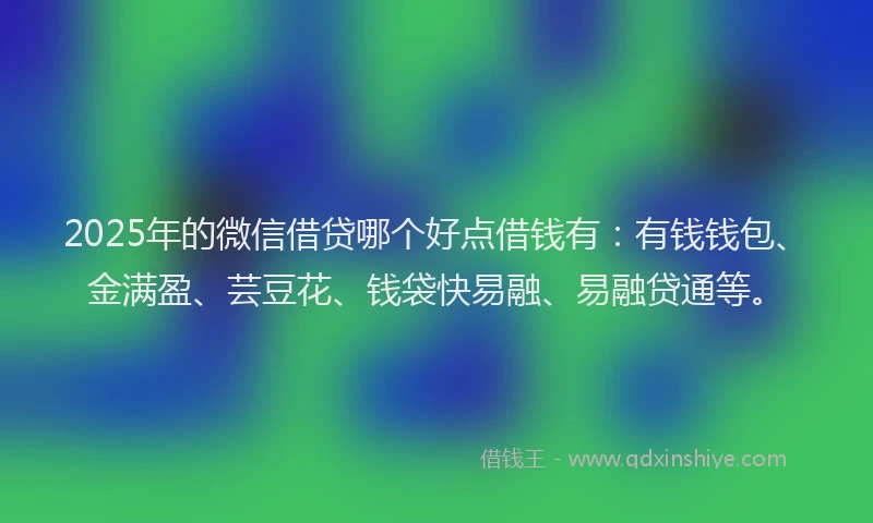 2025年的微信借贷哪个好点借钱有：有钱钱包、金满盈、芸豆花、钱袋快易融、易融贷通等。