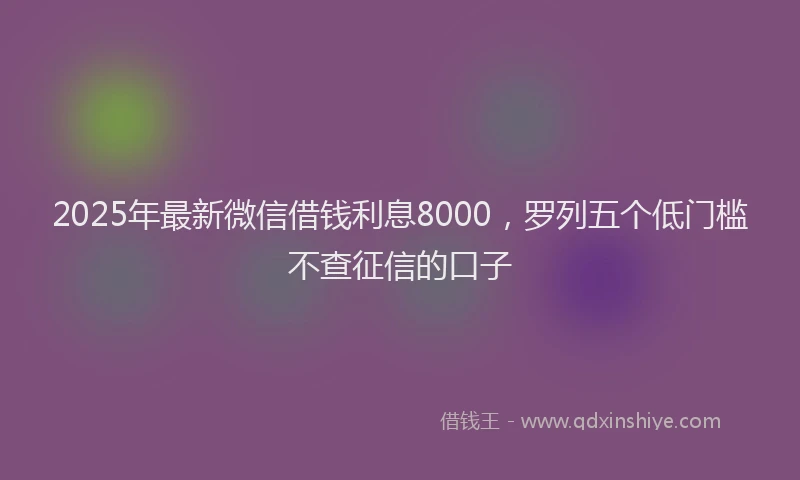 2025年最新微信借钱利息8000，罗列五个低门槛不查征信的口子