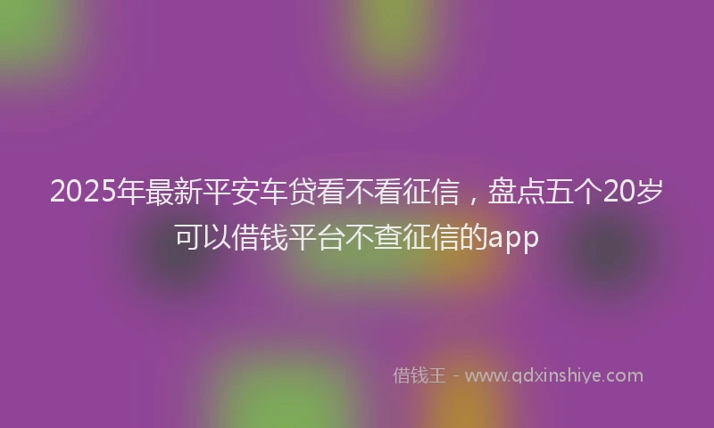 2025年最新平安车贷看不看征信，盘点五个20岁可以借钱平台不查征信的app