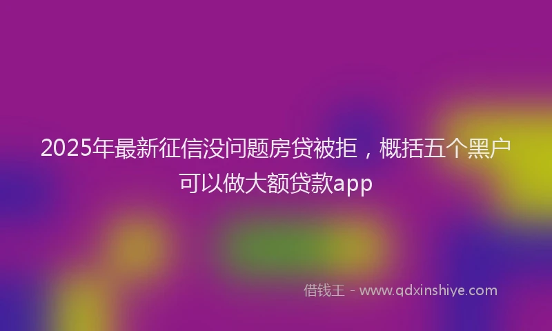 2025年最新征信没问题房贷被拒，概括五个黑户可以做大额贷款app