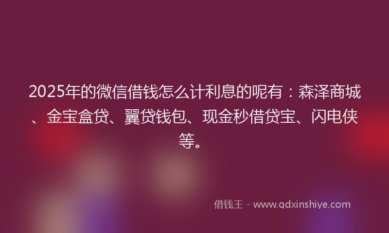 2025年的微信借钱怎么计利息的呢有：森泽商城、金宝盒贷、翼贷钱包、现金秒借贷宝、闪电侠等。