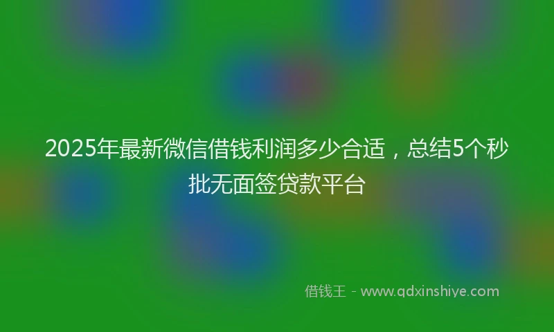 2025年最新微信借钱利润多少合适，总结5个秒批无面签贷款平台