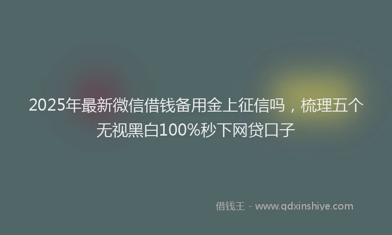 2025年最新微信借钱备用金上征信吗，梳理五个无视黑白100%秒下网贷口子