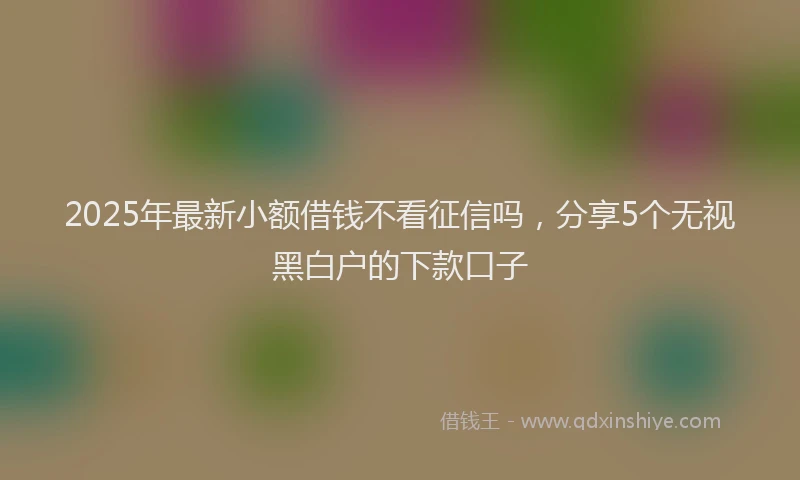 2025年最新小额借钱不看征信吗，分享5个无视黑白户的下款口子