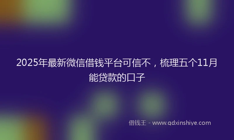 2025年最新微信借钱平台可信不，梳理五个11月能贷款的口子