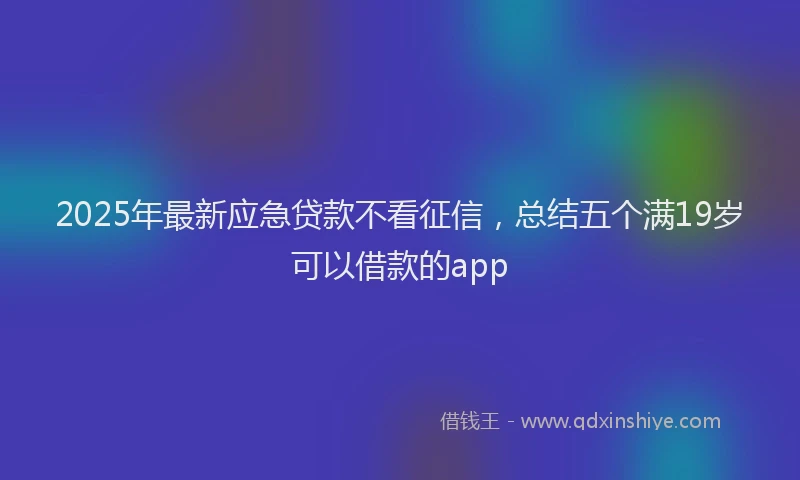 2025年最新应急贷款不看征信，总结五个满19岁可以借款的app