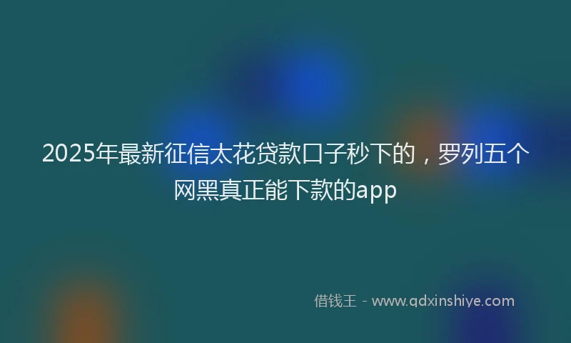 2025年最新征信太花贷款口子秒下的，罗列五个网黑真正能下款的app