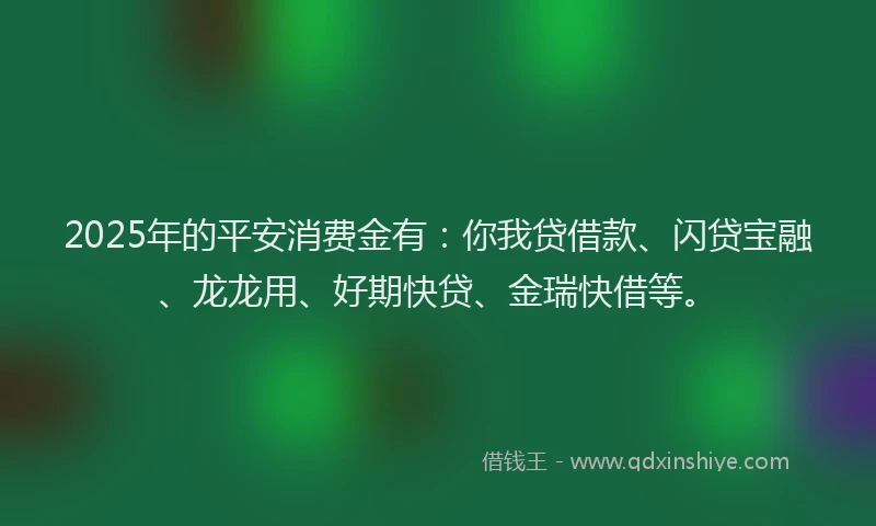2025年的平安消费金有：你我贷借款、闪贷宝融、龙龙用、好期快贷、金瑞快借等。