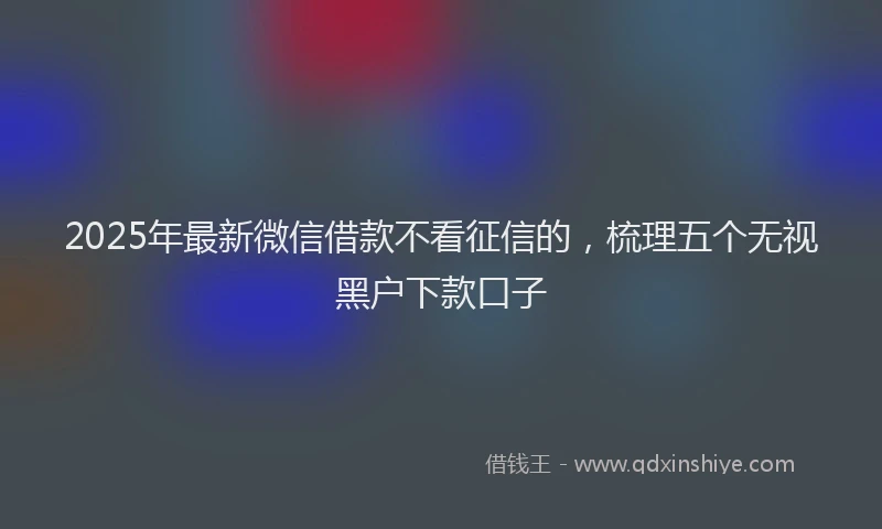 2025年最新微信借款不看征信的，梳理五个无视黑户下款口子