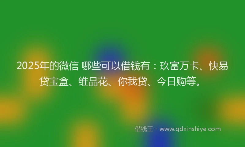 2025年的微信 哪些可以借钱有：玖富万卡、快易贷宝盒、维品花、你我贷、今日购等。