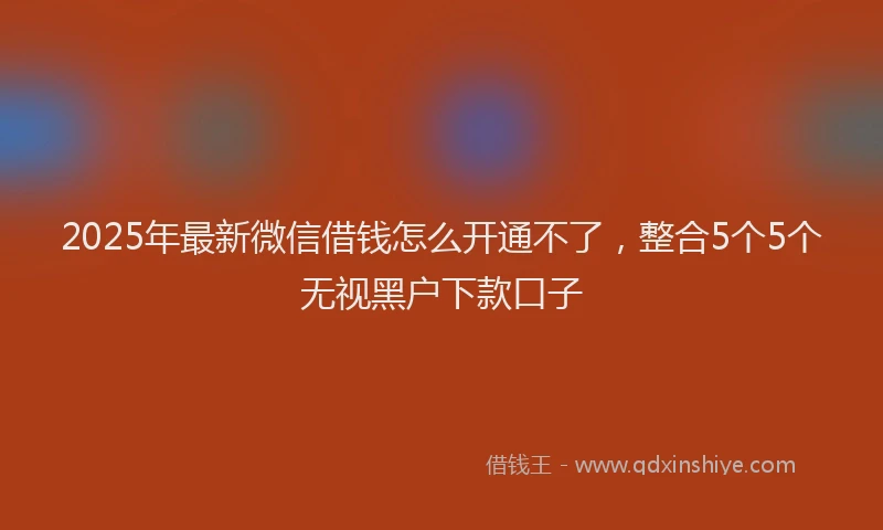 2025年最新微信借钱怎么开通不了，整合5个5个无视黑户下款口子