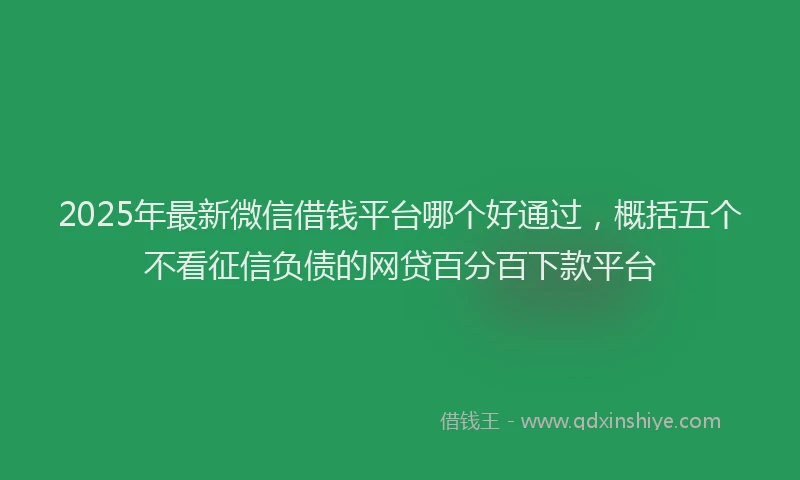 2025年最新微信借钱平台哪个好通过，概括五个不看征信负债的网贷百分百下款平台