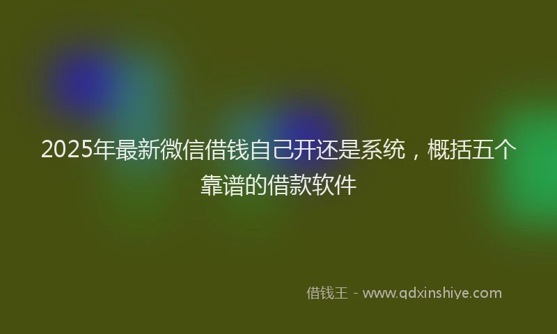 2025年最新微信借钱自己开还是系统，概括五个靠谱的借款软件