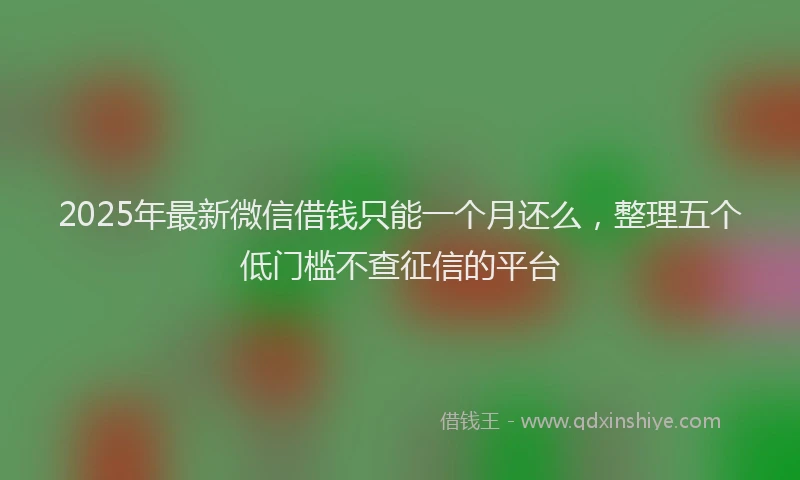 2025年最新微信借钱只能一个月还么，整理五个低门槛不查征信的平台