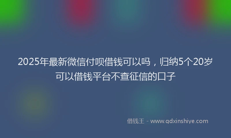 2025年最新微信付呗借钱可以吗，归纳5个20岁可以借钱平台不查征信的口子