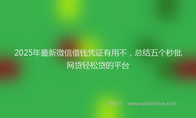 2025年最新微信借钱凭证有用不，总结五个秒批网贷轻松贷的平台