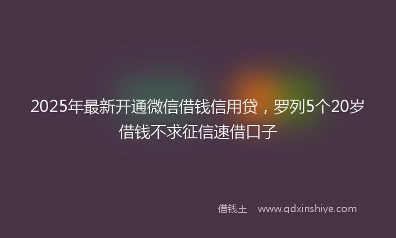 2025年最新开通微信借钱信用贷，罗列5个20岁借钱不求征信速借口子