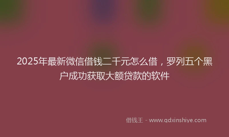 2025年最新微信借钱二千元怎么借，罗列五个黑户成功获取大额贷款的软件