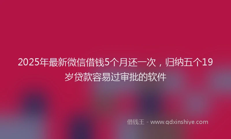 2025年最新微信借钱5个月还一次，归纳五个19岁贷款容易过审批的软件