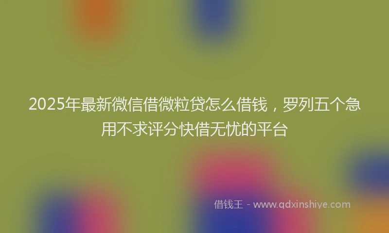 2025年最新微信借微粒贷怎么借钱，罗列五个急用不求评分快借无忧的平台