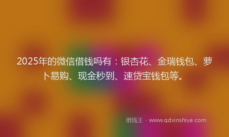 2025年的微信借钱吗有：银杏花、金瑞钱包、萝卜易购、现金秒到、速贷宝钱包等。