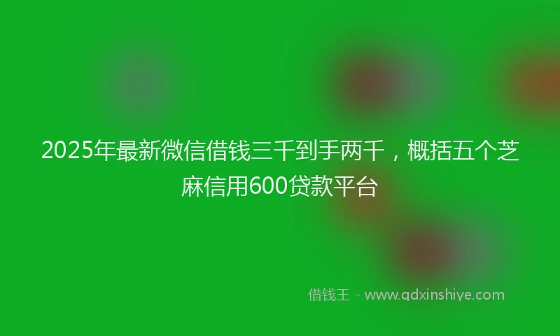 2025年最新微信借钱三千到手两千，概括五个芝麻信用600贷款平台