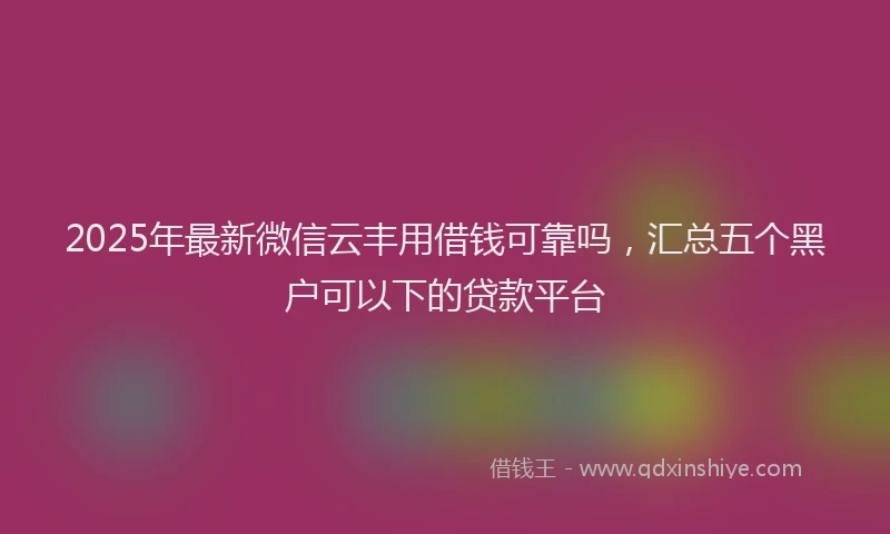 2025年最新微信云丰用借钱可靠吗，汇总五个黑户可以下的贷款平台