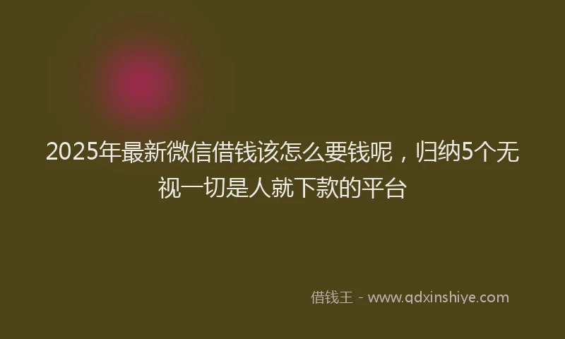 2025年最新微信借钱该怎么要钱呢，归纳5个无视一切是人就下款的平台
