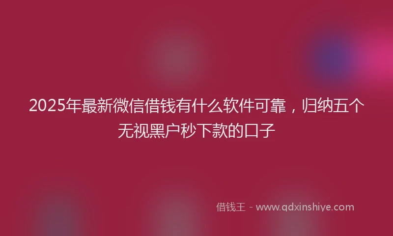 2025年最新微信借钱有什么软件可靠，归纳五个无视黑户秒下款的口子
