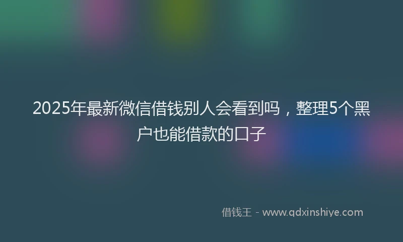 2025年最新微信借钱别人会看到吗，整理5个黑户也能借款的口子
