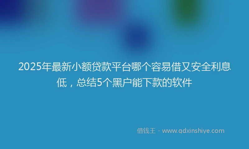 2025年最新小额贷款平台哪个容易借又安全利息低，总结5个黑户能下款的软件