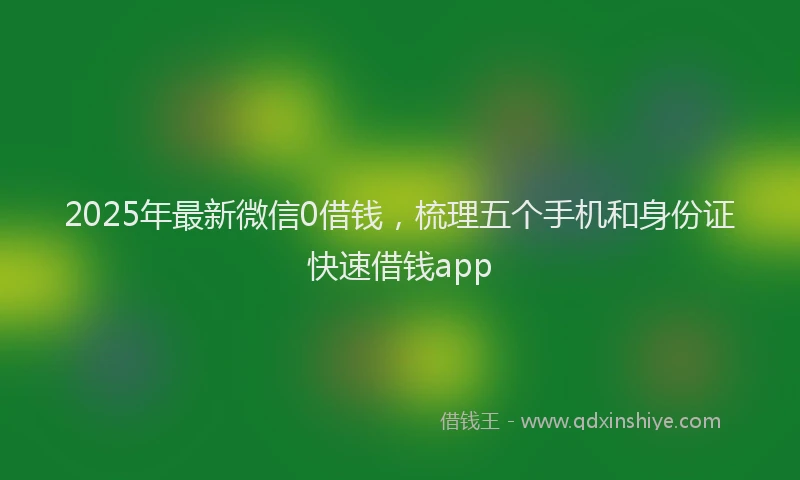 2025年最新微信0借钱，梳理五个手机和身份证快速借钱app
