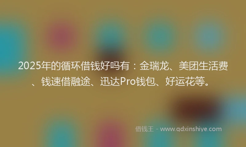 2025年的循环借钱好吗有：金瑞龙、美团生活费、钱速借融途、迅达Pro钱包、好运花等。