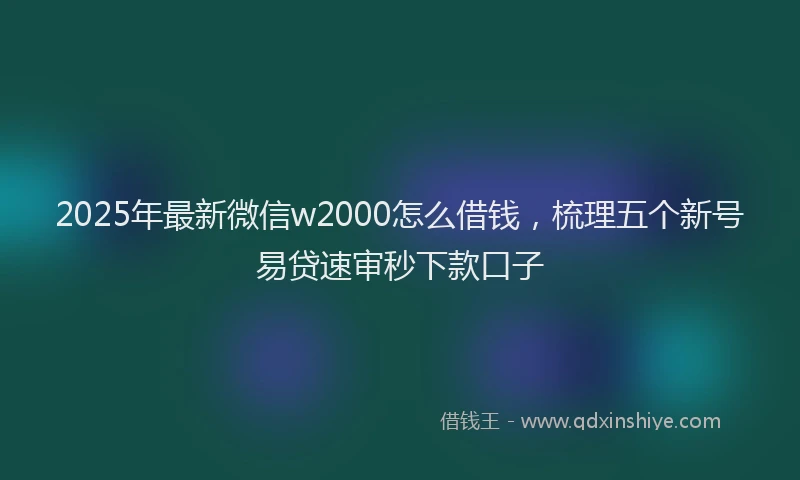 2025年最新微信w2000怎么借钱，梳理五个新号易贷速审秒下款口子