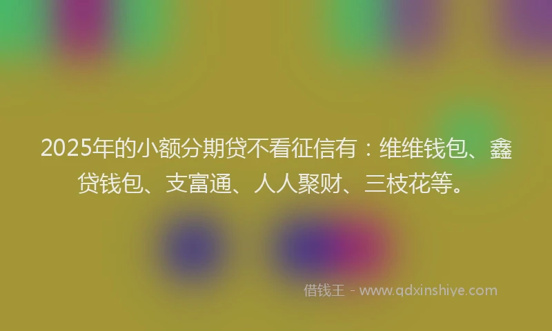 2025年的小额分期贷不看征信有：维维钱包、鑫贷钱包、支富通、人人聚财、三枝花等。