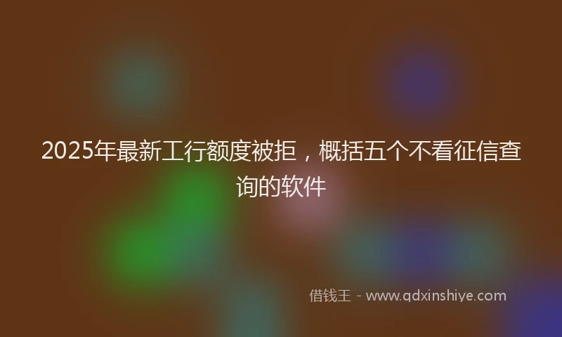 2025年最新工行额度被拒，概括五个不看征信查询的软件