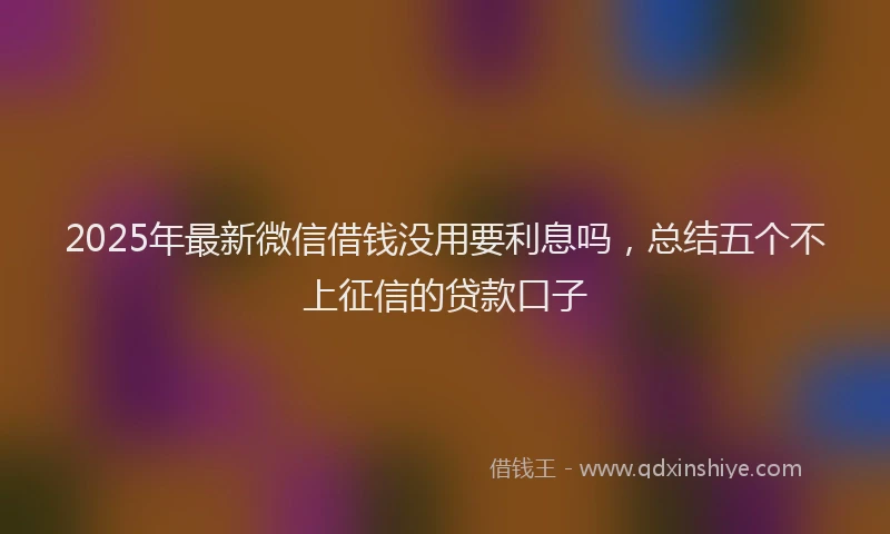 2025年最新微信借钱没用要利息吗，总结五个不上征信的贷款口子