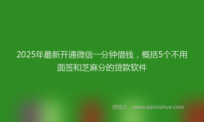 2025年最新开通微信一分钟借钱，概括5个不用面签和芝麻分的贷款软件