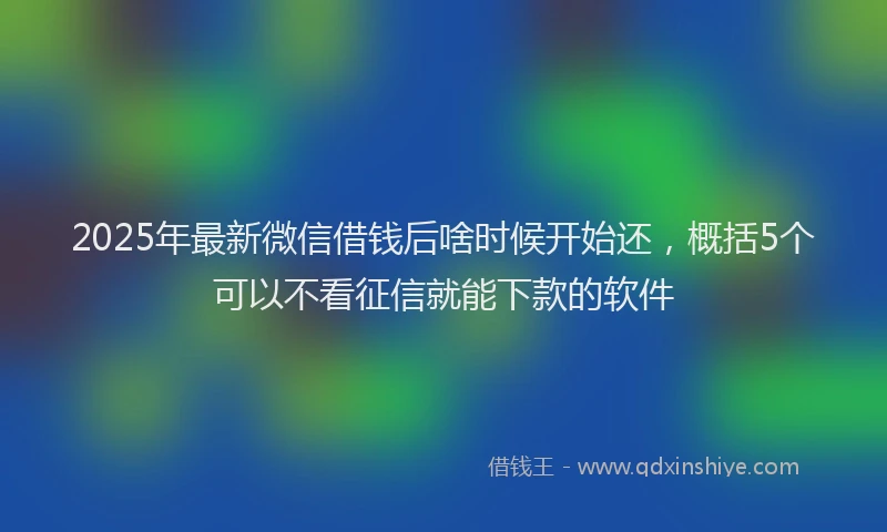 2025年最新微信借钱后啥时候开始还，概括5个可以不看征信就能下款的软件